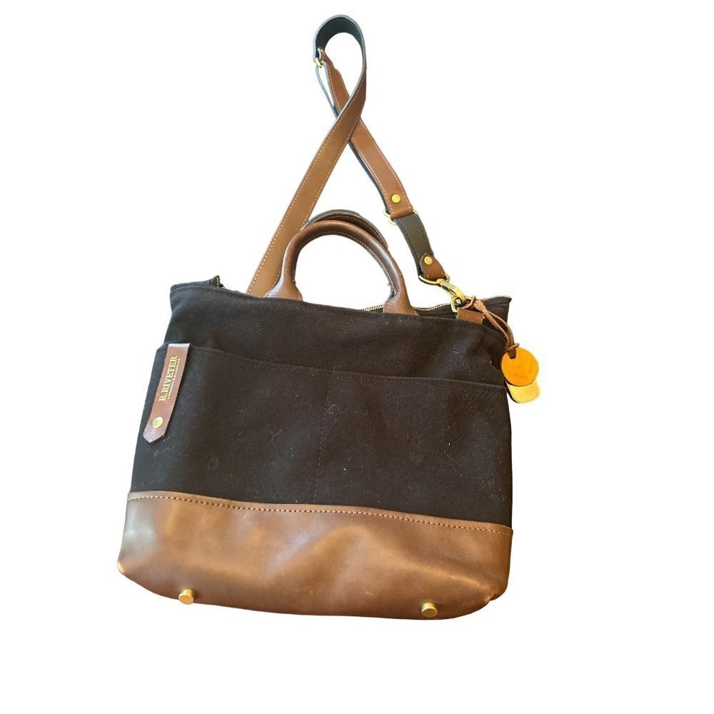 R.Riveter Carry All Canvas Tote Leather Trim Otto Black